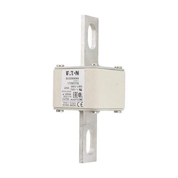 Fuse-link, high speed, 400 A, AC 690 V, size 2, 61 x 77 x 135 mm, aR, IEC, UL, no indicator, 115 mm centres image 3