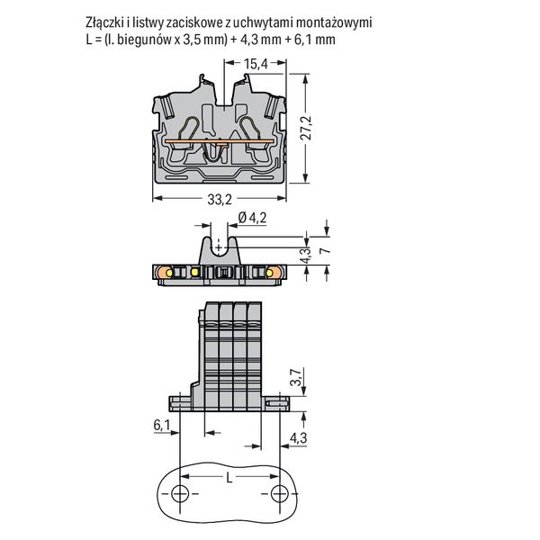 2-conductor miniature through terminal block with operating slots 1 mm image 7