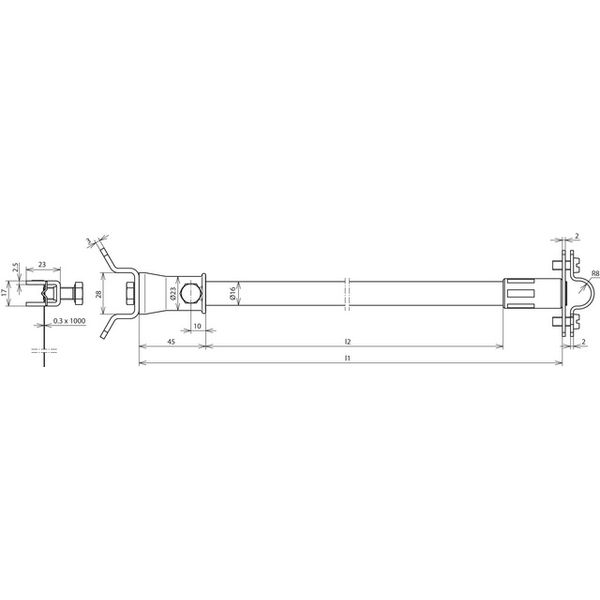 DEHNiso spacer f. Rd 16mm L 1015mm with fixing f. tens. straps D 50-30 image 2