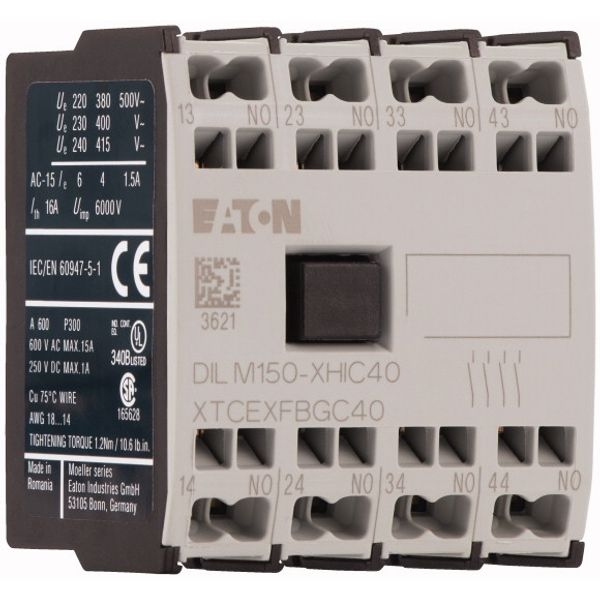 Auxiliary contact module, 4 pole, Ith= 16 A, 4 N/O, Front fixing, Spring-loaded terminals, DILMC40 - DILMC150 image 3