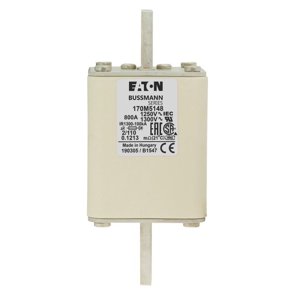 Fuse-link, high speed, 800 A, AC 1250 V, size 2, 61 x 75 x 138 mm, aR, DIN, IEC, single indicator image 16