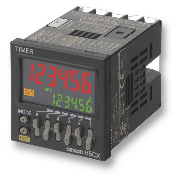 Timer, DIN 48x48 mm, IP66, 4 preset & 4 actual time digits, multi rang H5CX6004H image 1