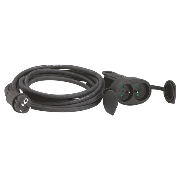 2P+E 16A IP44 IK08 extension cord with double ergonomic rubber extension and 5m cable image 1