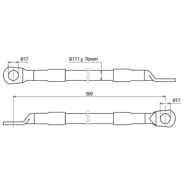 CuStAl earthing connector, cable lug on both ends D 17mm L 500mm image 2