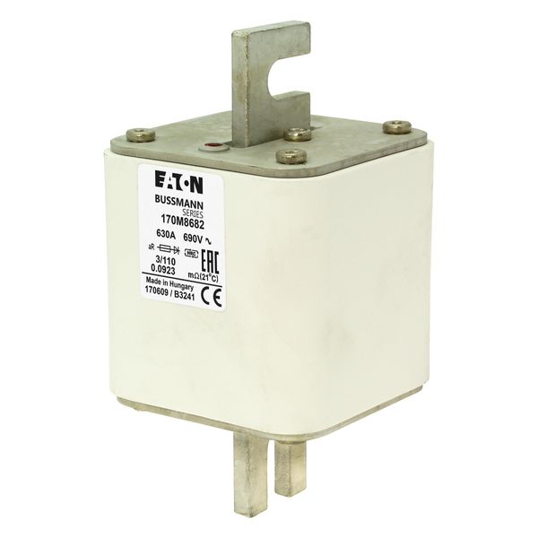 Fuse-link, high speed, 2520 A, AC 3000 V, size 3, 3x 170M8690 + 1x 170M8691, aR, IEC, single indicator image 2