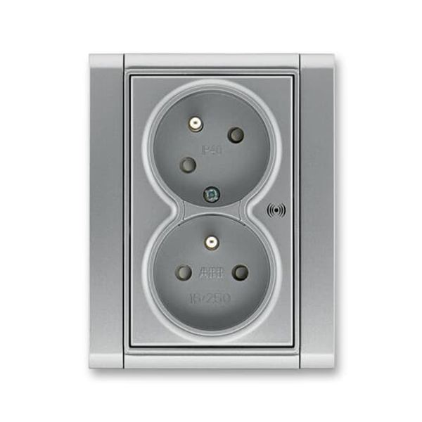 5583F-C02357 36 Double socket outlet with earthing pins, shuttered, with turned upper cavity, with surge protection image 2
