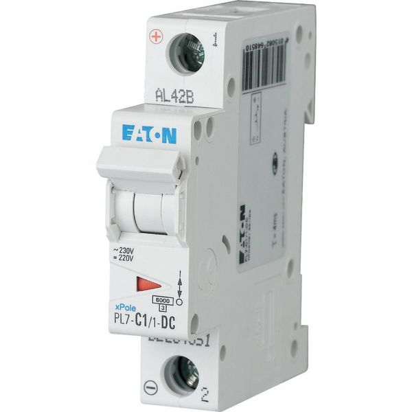 Miniature circuit breaker (MCB), 1 A, 1p, characteristic: C, DC image 1