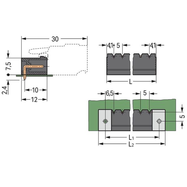 THR male header 1.0 x 1.0 mm solder pin angled black image 3