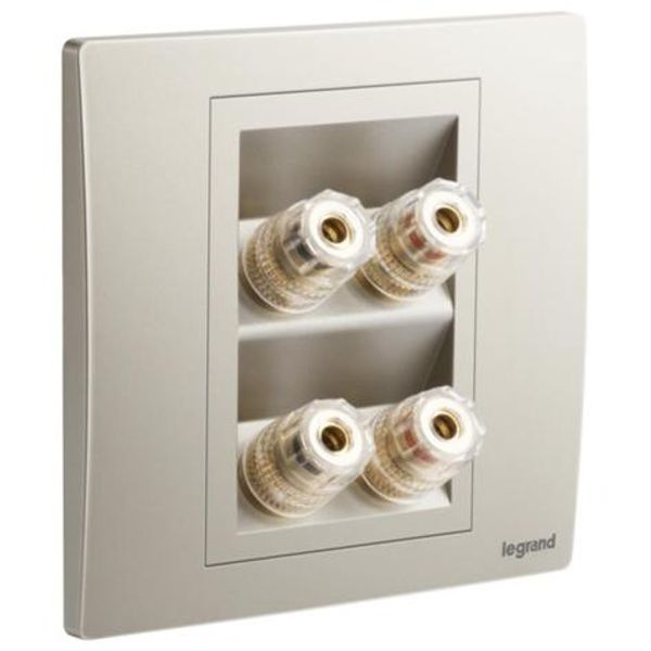 Mallia Senses - 2 gang single loudspeaker socket outlet - Champagne image 1