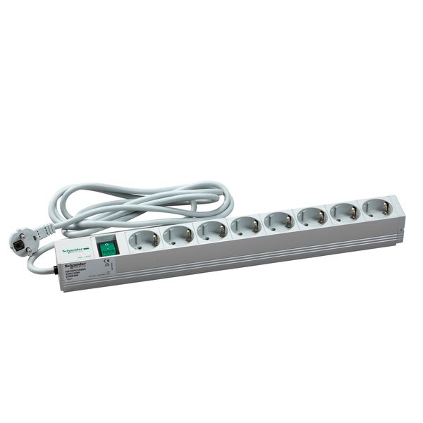 Actassi - 1U power distribution rail - 8 sockets+switch 19P VDE image 1