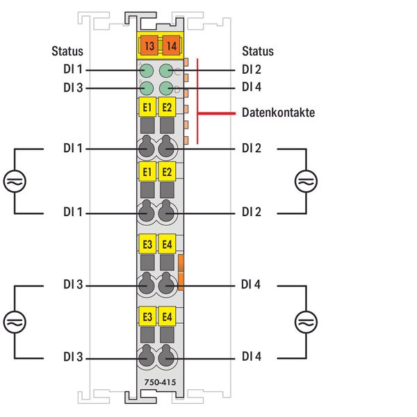 4-channel digital input 24 V AC/DC 20 ms light gray image 3