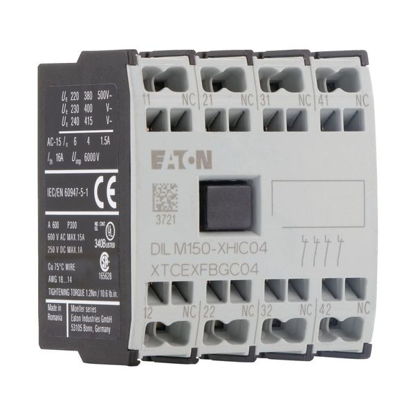 Auxiliary contact module, 4 pole, Ith= 16 A, 4 NC, Front fixing, Spring-loaded terminals, DILMC40 - DILMC150 image 13