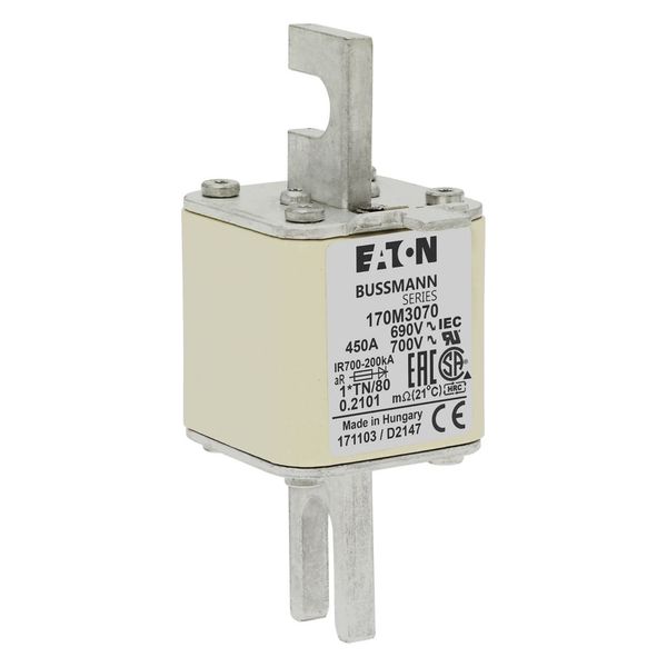 Fuse-link, high speed, 450 A, AC 690 V, compact DIN 1, 45 x 58 x 104 mm, aR, DIN, IEC, single indicator image 7