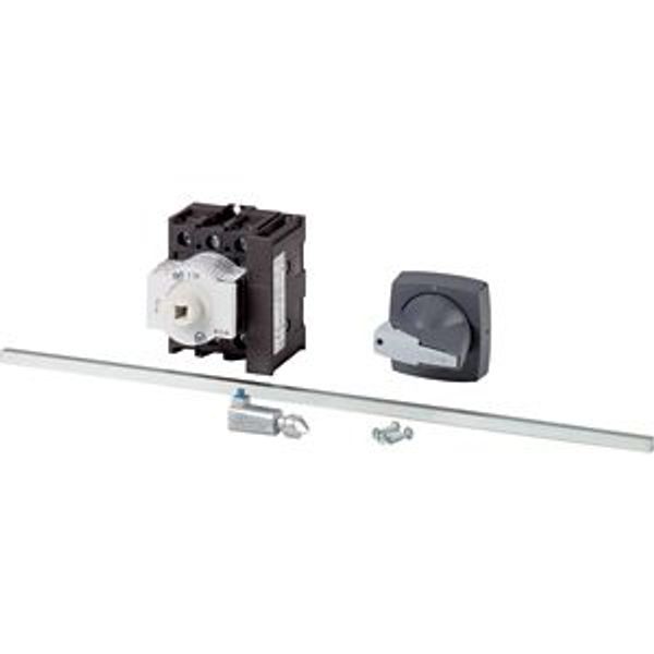 Main switch, P1, 25 A, rear mounting, 3 pole, 1 N/O, 1 N/C, STOP function, with black rotary handle and lock ring (K series), Lockable in the 0 (Off) image 2