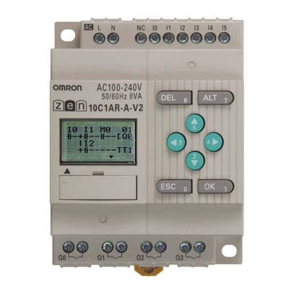 Programmable relay, 100-240 VAC supply, 6x 100-240 VAC inputs, 4x relay outputs 5 A, RTC, LCD display ZEN 3003F image 1