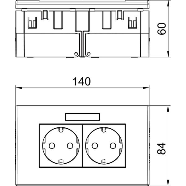 SDE-RW D0RW2B Socket unit for double Modul 45 84x140x59mm image 2