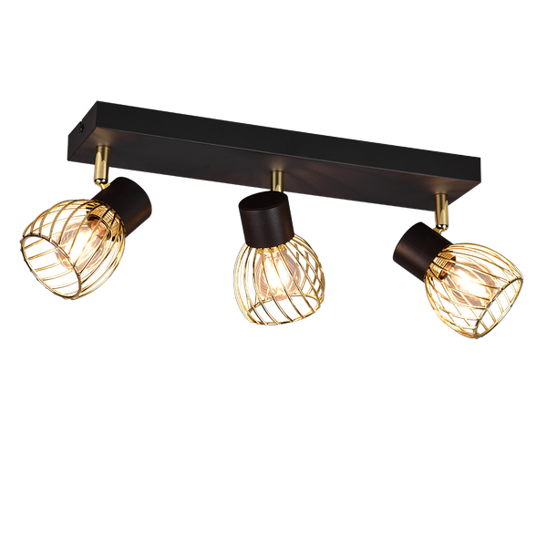 Ardon spotlight 3-pc E14 matt black/polished brass image 1