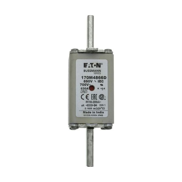 Fuse-link, high speed, 630 A, AC 690 V, DIN 1, aR, DIN, IEC, dual indicator, live gripping lugs image 11