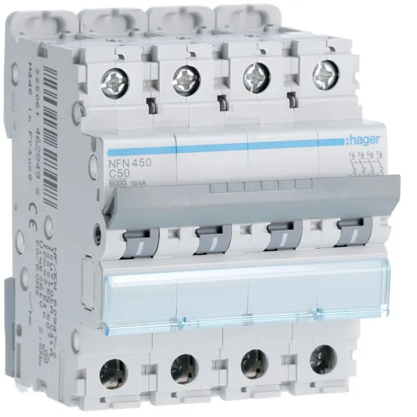 Circuit Breaker 4P 50A C 6/10kA 4M image 1