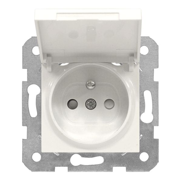 Pin socket outlet with safety shutter, flap cover, white image 2