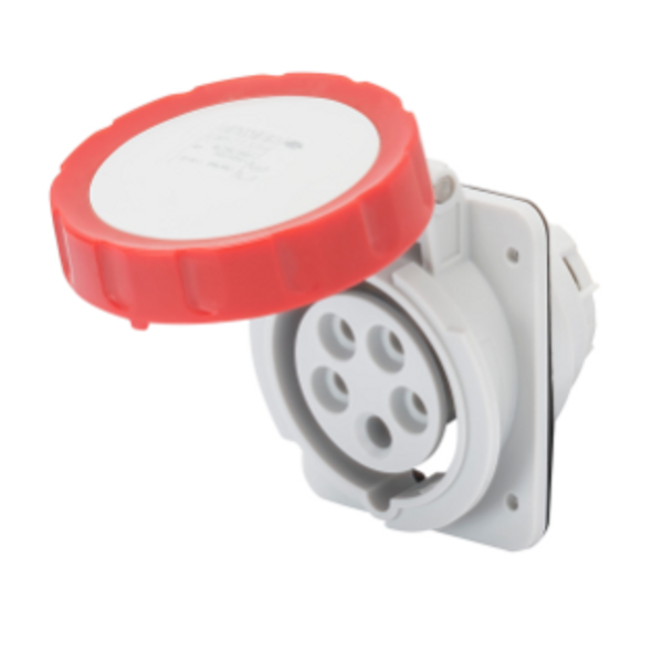 10° ANGLED FLUSH-MOUNTING SOCKET-OUTLET HP - IP66/IP67 - 3P+N+E 32A 380-415V 50/60HZ - RED - 6H - SCREW WIRING image 1