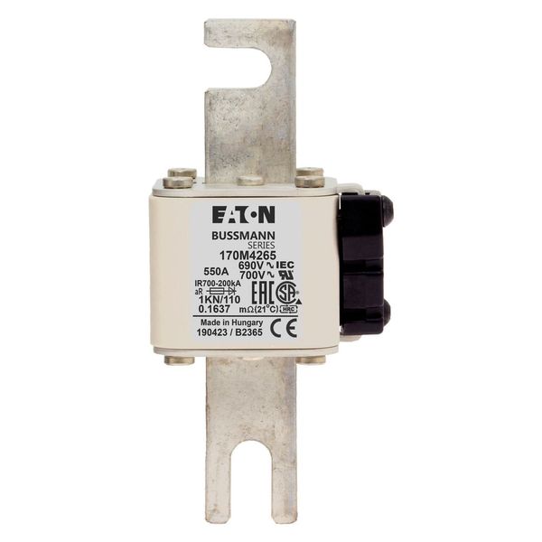 Fuse-link, high speed, 550 A, AC 690 V, DIN 1, 53 x 69 x 138 mm, aR, DIN, IEC, single indicator image 9