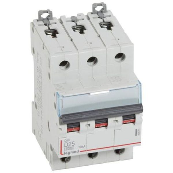 DX³6000 10kA high inlet and low outlet 3P 400~ screw circuit breaker - 25A - D curve - for traditional HX³ comb image 1