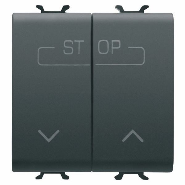 TWIN PUSH-BUTTON 250V ac - QUICK WIRING TERMINALS - 1P NO 16A - SYMBOL UP-DOWN-STOP - 2 MODULES - SATIN BLACK - CHORUSMART image 2