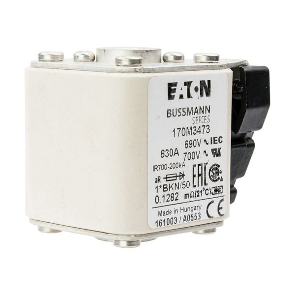 Fuse-link, high speed, 630 A, AC 690 V, compact size 1, aR, IEC, UL, single indicator image 11