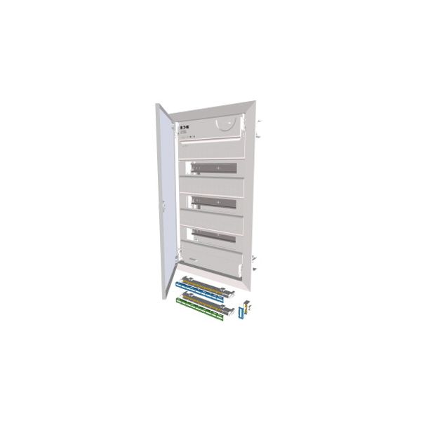 Compact distribution board-flush mounting, 3-rows, flush sheet steel door image 1