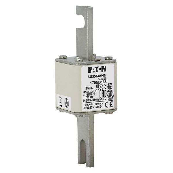 Fuse-link, high speed, 350 A, AC 690 V, compact size 1, 45 x 45 x 134 mm, aR, DIN, IEC, single indicator image 7