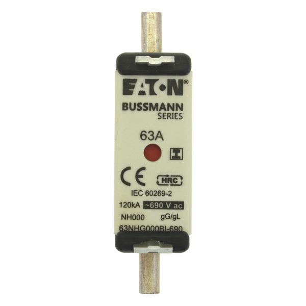 Fuse-link, LV, 63 A, AC 690 V, NH000, gL/gG, IEC, dual indicator, insulated gripping lugs image 8