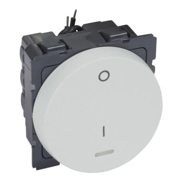 1-way double pole switch Arteor-with indicator- 20 AX 250 V~ -round- 2 modules- soft alu image 1