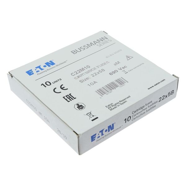 Fuse-link, LV, 10 A, AC 690 V, 22 x 58 mm, aM, IEC image 14