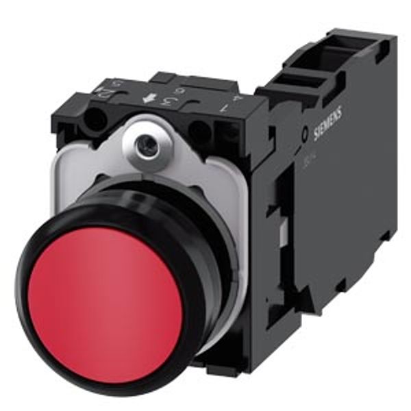 Pushbutton, 22 mm, round, plastic, red, pushbutton, flat, momentary contact  3SU1100-0AB20-1FA0-Z Y11 image 2