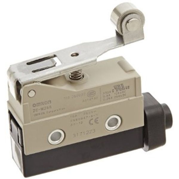 Enclosed basic switch, short hinge roller lever, SPDT, 15A ZC557400E image 1