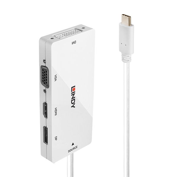 USB Type C to Multi-AV Converter Connect a DisplayPort, HDMI, DVI or VGA display to a single USB Type C port image 1