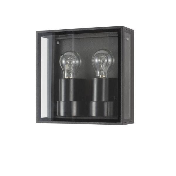 Anthracite Die-Casting Aluminium & Clear Glass LED E27 2x12 Watt 220-240 Volt Bulb Excluded IP65 L: 22 W: 8.7 H: 22 cm image 1