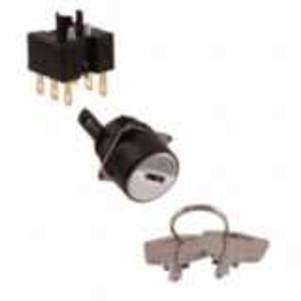 Selector switch front, 16 mm, round, key-type, 3 notches, CCW manual r image 4