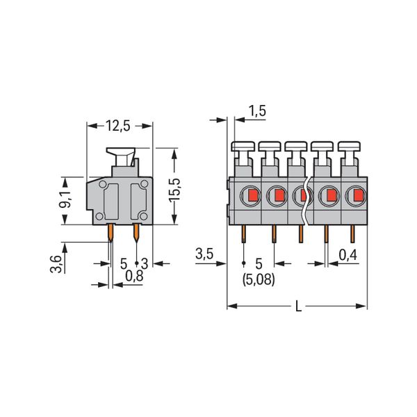 PCB terminal block push-button 1.5 mm² gray image 6