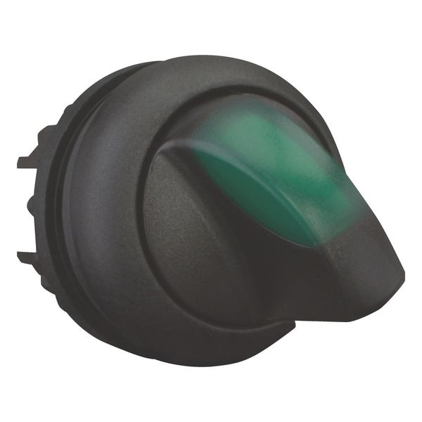 Illuminated selector switch actuator, RMQ-Titan, With thumb-grip, maintained, 2 positions (V position), green, Bezel: black image 6