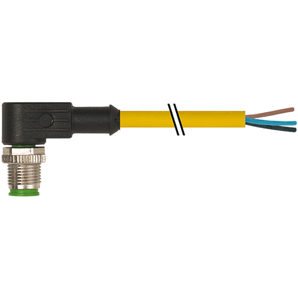 M12 male 90° A-cod. with cable PUR 5x0.34 ye UL/CSA+drag ch. 5m image 1