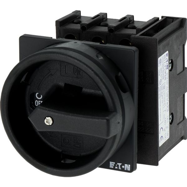 Main switch, P1, 25 A, flush mounting, 3 pole, 1 N/O, 1 N/C, STOP function, With black rotary handle and locking ring, Lockable in the 0 (Off) positio image 4