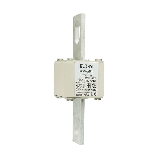 Fuse-link, high speed, 630 A, AC 690 V, size 1, 53 x 69 x 136 mm, aR, IEC, UL, no indicator, 115 mm centers image 16