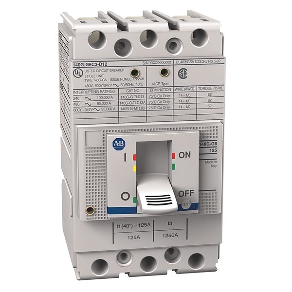 Allen-Bradley 140G-J15F3-D10 140G - Molded Case Circuit Breaker, J frame, 150 kA, T/M - Thermal Magnetic, 3 Poles, Rated Current 100 A image 1