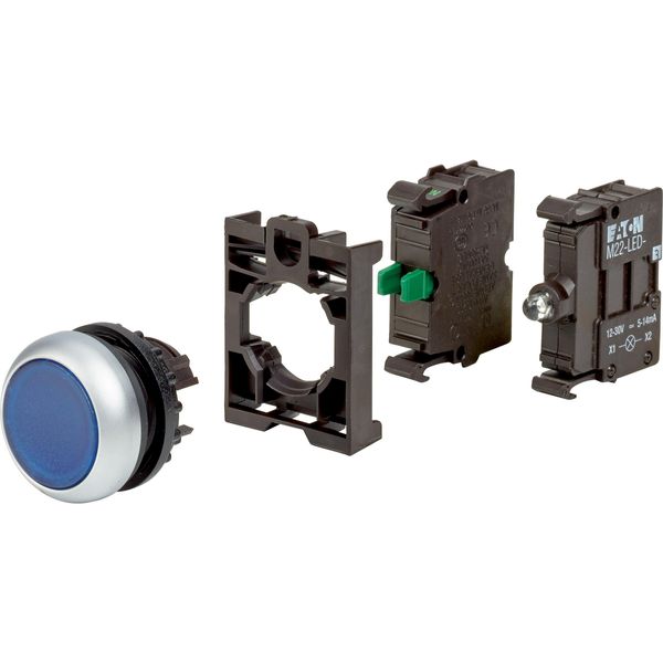 Illuminated pushbutton actuator, RMQ-Titan, flush, momentary, 1 NO, blue, Blister pack for hanging image 3