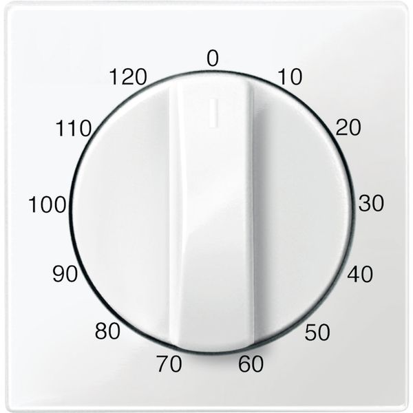 Central plate for time switch insert, 120 min, polar white, glossy, System M image 1