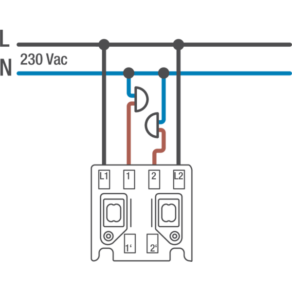 Splashproof, non-illuminable double push button 10 A/250 Vac with 2 N. image 3