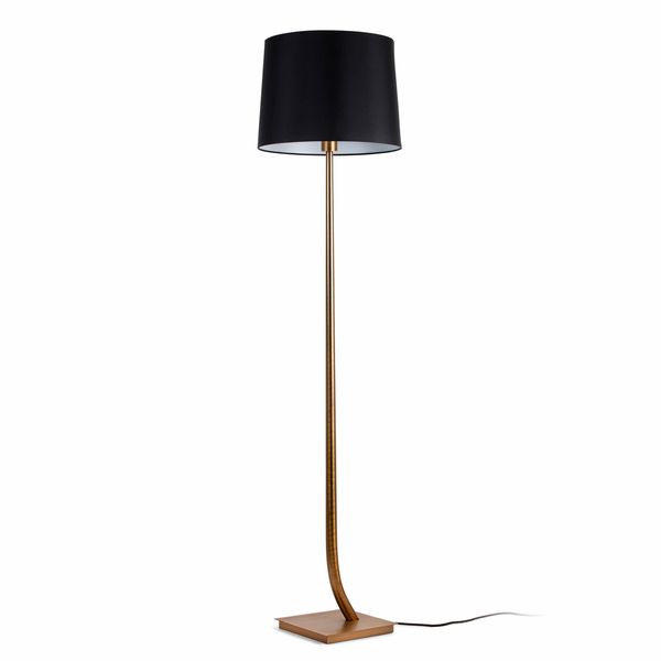 REM BRONZE FLOOR LAMP BLACK LAMPSHADE image 1