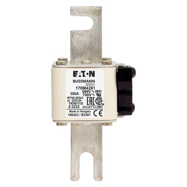 Fuse-link, high speed, 350 A, AC 690 V, DIN 1, 53 x 69 x 138 mm, aR, DIN, IEC, single indicator image 17